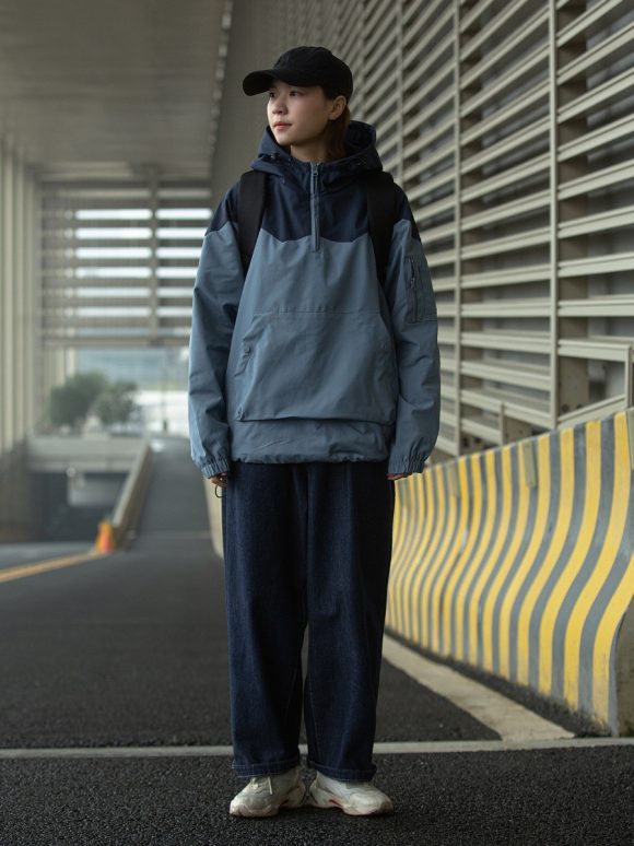 Color Matching Tooling Hooded Pullover Jacket For Men And Women - Image 3
