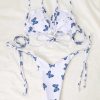 New Butterfly Print Swimsuit Lace Thong Women Bikini Bikini
