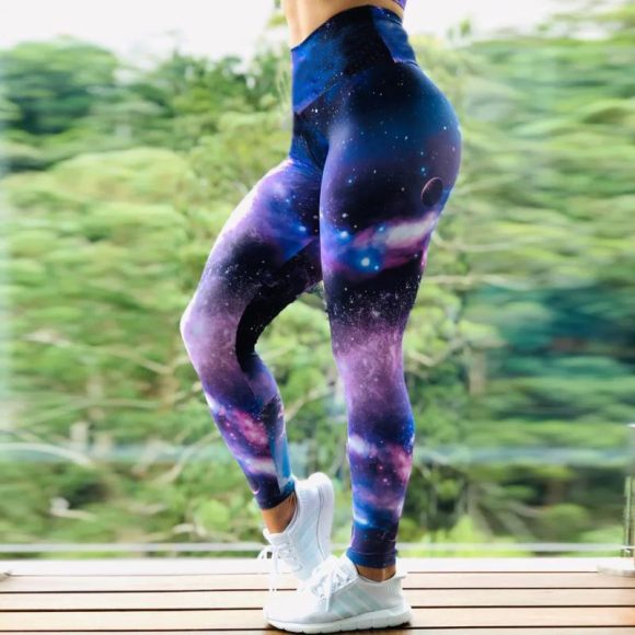 Fitness High Elastic Sports Leggings Training Abstract Ink Pattern High Waist Yoga Leggings - Image 9