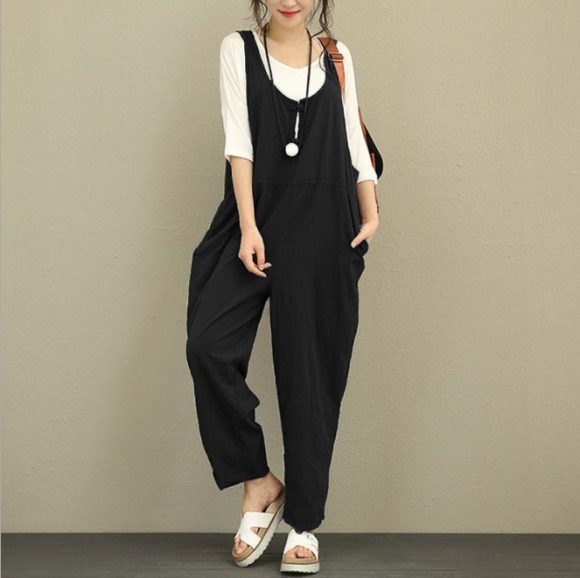 Bib Plus Fat Plus Size Women's Loose Casual Pants Bib Trousers - Image 3