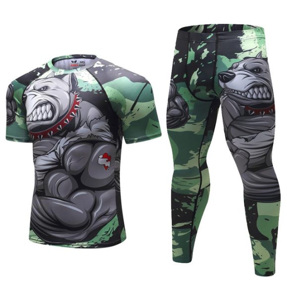 Mens Tracksuit Set D Animal Compression T-Shirt Pants Skin - Image 4