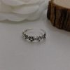 S925 Sterling Silver Hollow Flower Ring Fashionable Simple Adjustable Diamond Ring - Image 2