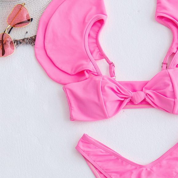 Personality Solid Color Ruffle Swimsuit Female Sexy Bikini New Swimwear 2 Piece Sets Womens Bikini Set Bathing Suit - Image 6