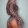 Long Sleeve Mesh Bikini Swimwear Women Three Pieces Leopard Swimsuit Female Summer Sexy Bathing Suit - Image 4