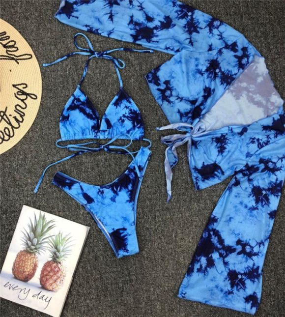 Long Sleeve Mesh Bikini Swimwear Women Three Pieces Leopard Swimsuit Female Summer Sexy Bathing Suit - Image 3