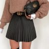 Draped Pleated Knitted Mini Skirts Women Winter Short Skirt