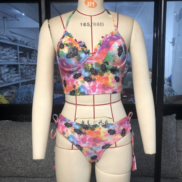 Source Manufacturer Ladies Split Swimwear Dyed Swimsuit AliExpress Amazon Bikini Swimwear - Image 5
