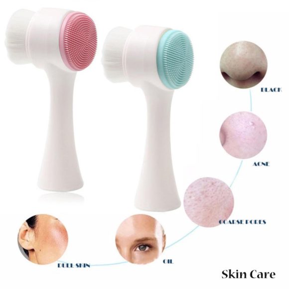 Double-sided Silicone Skin Care Tool Facial Cleanser Brush Face Cleaning Vibration Facial Massage Washing Product - Image 2
