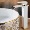 Basin Faucet All Copper Hot And Cold Water Waterfall Black And White Paint Golden Basin European-Style American Art Faucet - Image 2