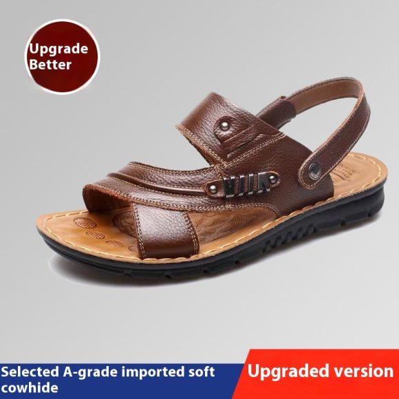 First Layer Cowhide Men's Sandals Summer Genuine Leather Sandals - Image 3