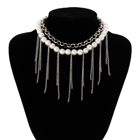 Pearl Tassel Fun Design Double-layer Retro Necklace Women's Accessories - Image 4