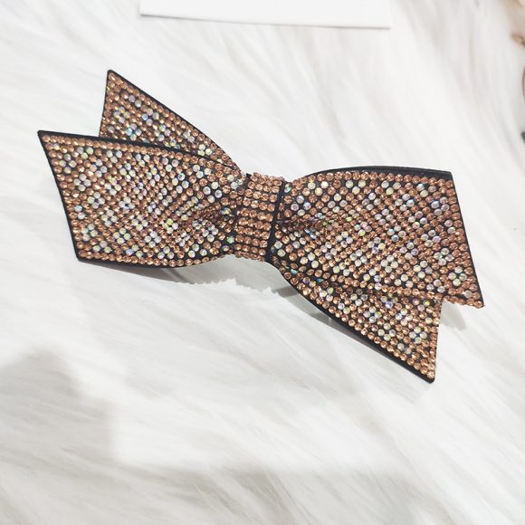 Women's Double Black Big Bowknot Full Rhinestone Hairpin - Image 4