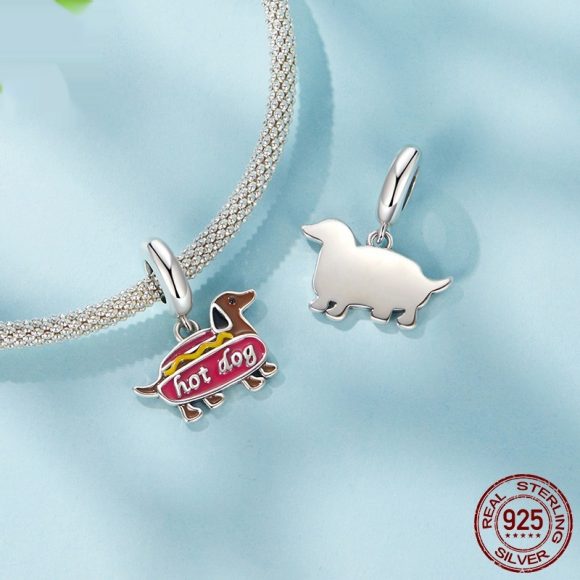 Sausage Dog Pendant S925 Silver Bead Accessories - Image 3