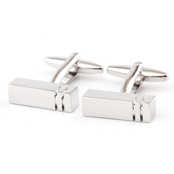 Rectangular Glossy Metal Cufflinks French Cuff French Shirt Men Women Cufflink - Image 2