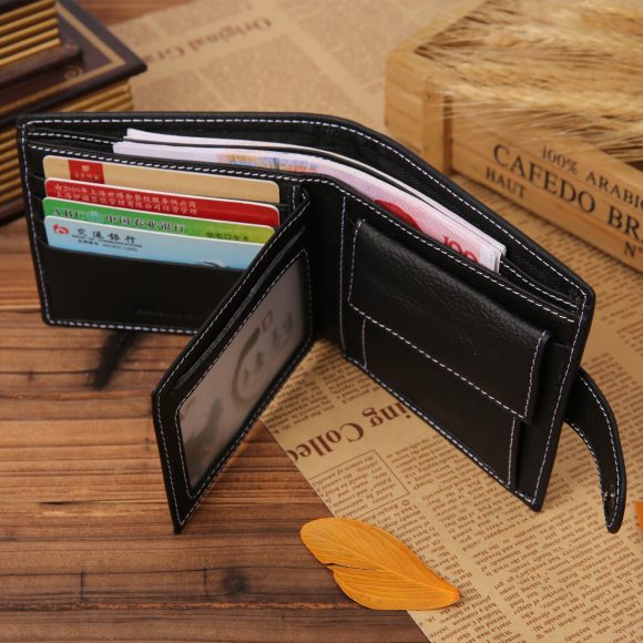 Men's Short Genuine Leather Vintage Zipper Buckle Wallet - Image 3