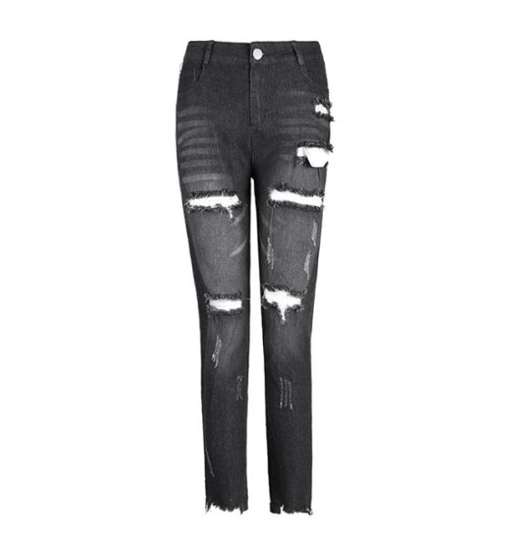 Women's jeans, pierced feet, mid-rise jeans - Image 4