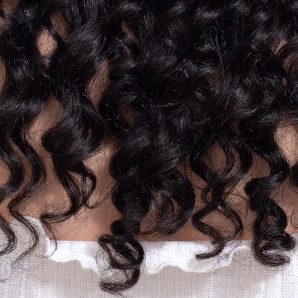 Chemical fiber front lace black small curly wig - Image 3