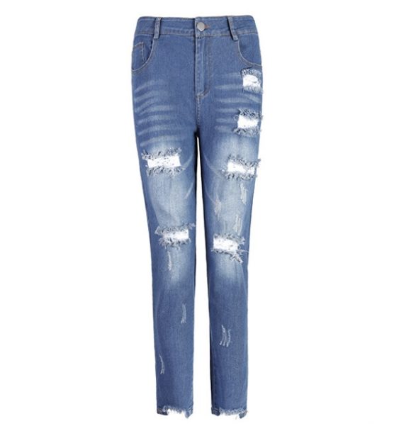 Women's jeans, pierced feet, mid-rise jeans - Image 3