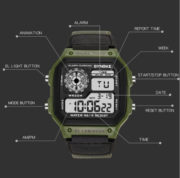 Retro Electronic Watch Luminous Waterproof Sports Men's Watches - Image 7