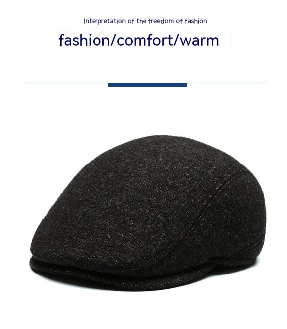 Outdoor Cycling Warm Short Brim Beret Middle-aged And Elderly Men Ear Protection Advance Hats - Image 8