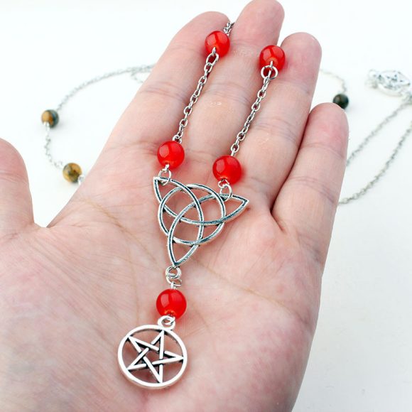 Gothic Witchcraft Pentagram Head Chain Magic Round Beads Stone - Image 10