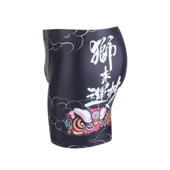 National Style Lion Series Cool Black Men's Swimming Trunks - Image 8