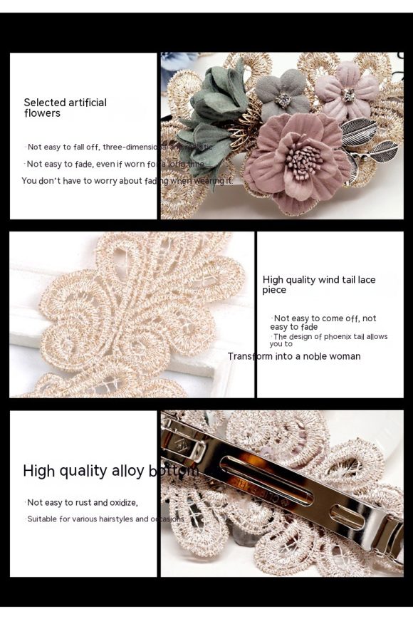 Handmade Bow Hair Accessories Barrettes Hair Ring Pearl Elegant Girl Headdress Flower - Image 5