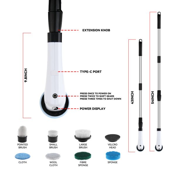 Electric Cleaning Brush Household Multi-functional 7-in-1 Toilet Bathroom Cleaning Brush - Image 3