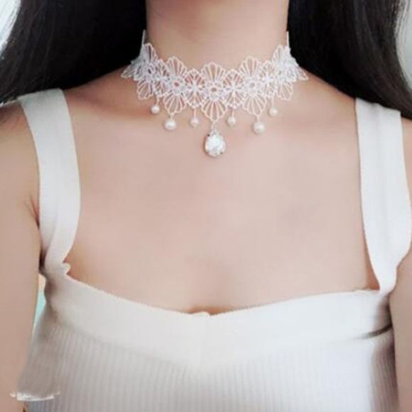 Personalized Multi-layer Crystal Lace Necklace Bone Chain - Image 6