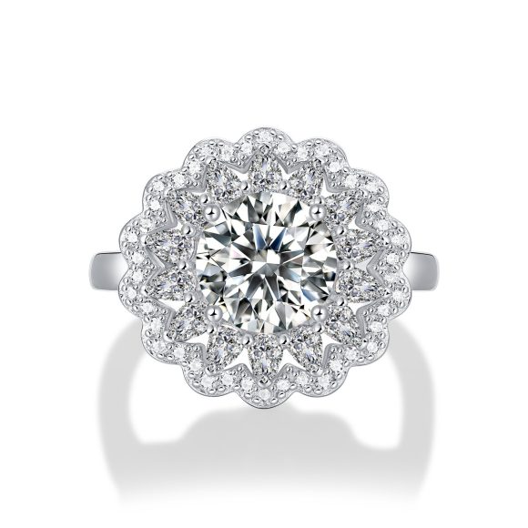 S925 Silver Moissanite Ring Flowers Female New Trendy Ring Adjustable Source Ring In Stock Generation - Image 8