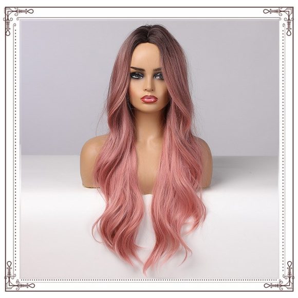 Gradient Color Long Curly Hair Mechanism Chemical Fiber Wig Headgear - Image 4