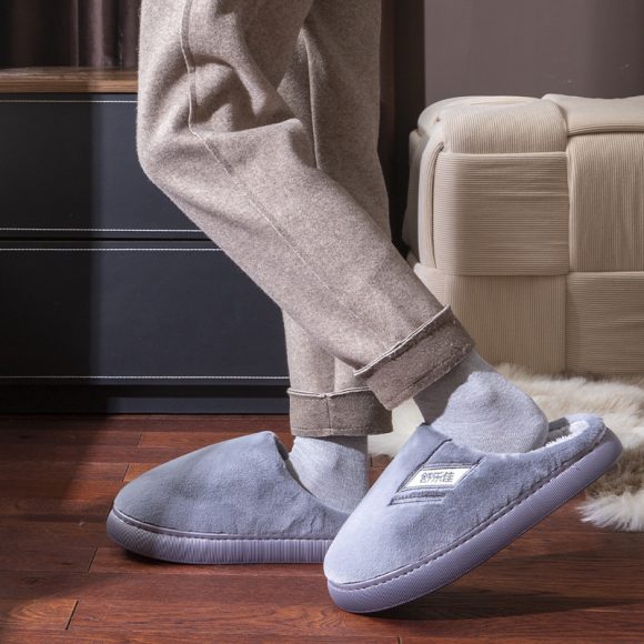 Men's Winter New Indoor Home Velvet Thermal Non-slip Platform Slippers - Image 6
