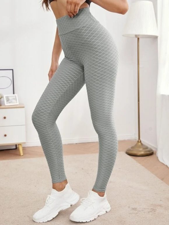 Jacquard Stretch Fitness Pants High Waist Tight Exercise Yoga Pants - Image 10