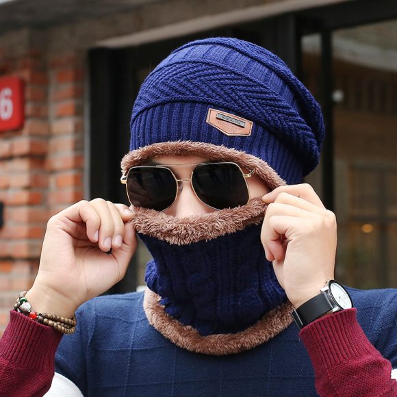 Men's Knitted Wool Hat Casual Warm Bib - Image 4