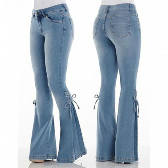 Ladies jeans mid-waisted denim trousers stretch jeans - Image 6
