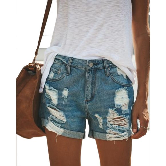 Women denim shorts ripped - Image 2