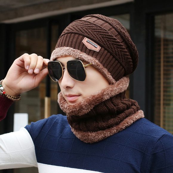 Men's Knitted Wool Hat Casual Warm Bib - Image 5