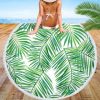 Palm Leaf Round Beach Towel Forest Palm Leaf Beach Towel Shawl Cushion Microfiber - Image 5