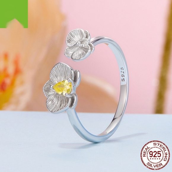 Sterling Silver Phalaenopsis Open Ring Fashion Exquisite And Versatile - Image 6