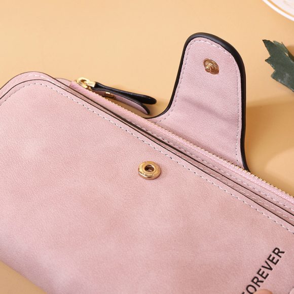 Women's Long Wallet Trifold Matte Leather Clutch - Image 4