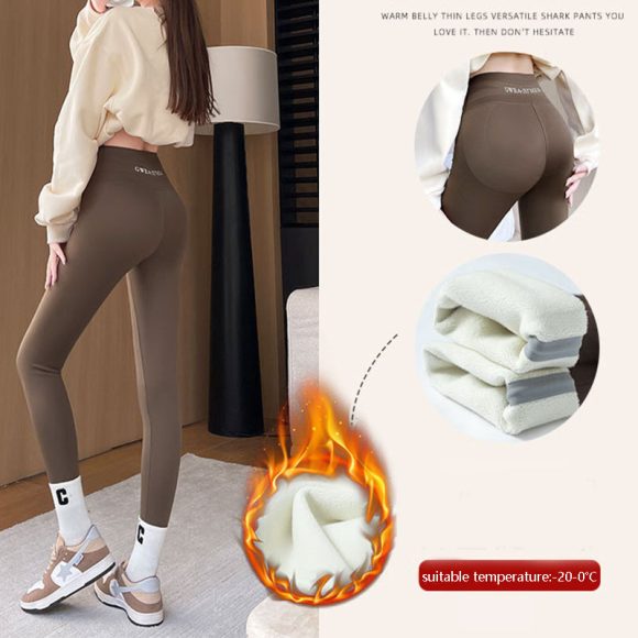 Fleece Thickened Leggings Winter -20 To 5 Shark Pants For Women High Waist Tight Skinny Tummy Control Buttocks Slimming Yoga Pants - Image 4