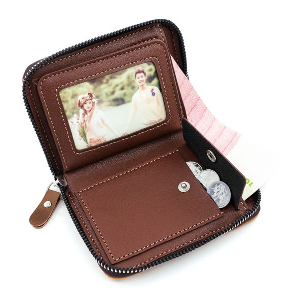 Frosted Men's Short Chain Wallet Vertical Coin Purse Card Holder - Image 5