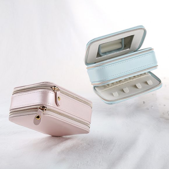 Simple Zipper Leather Jewelry Box Storage - Image 3