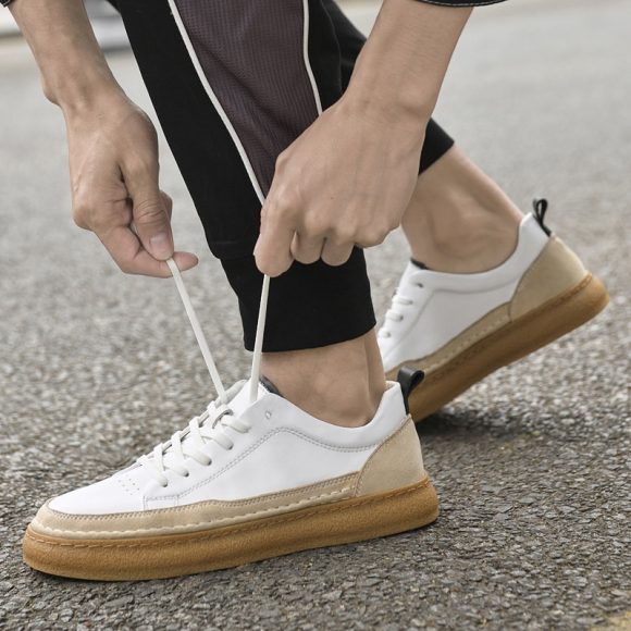 Hand-stitched Casual Shoes Leather Sneakers Soft Sole