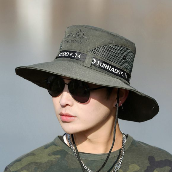 Mountaineering Fishing Sunscreen Travel Breathable Large Eave Visor Hat For Men - Image 4