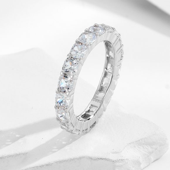 925 Sterling Silver 5A Zircon Wedding Ring Combined Ring Set Women - Image 2