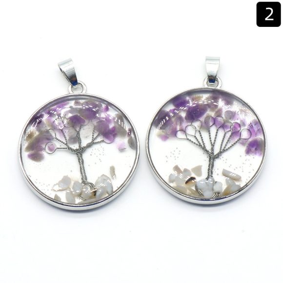 33mm Lucky Tree Gravel Pendant Natural Crystal Stone DIY Hanging Ornament - Image 3