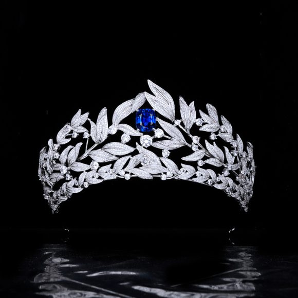 Sapphire Crown Copper Micro Inlay AAA Zircon Crown Wedding Headdress - Image 4