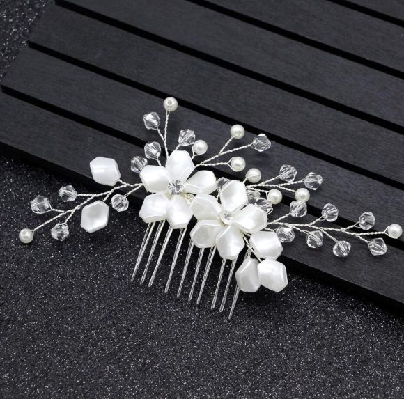Pearl White Crystal Banquet Headdress Comb - Image 3