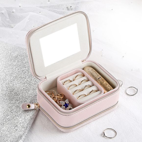 Simple Zipper Leather Jewelry Box Storage - Image 2